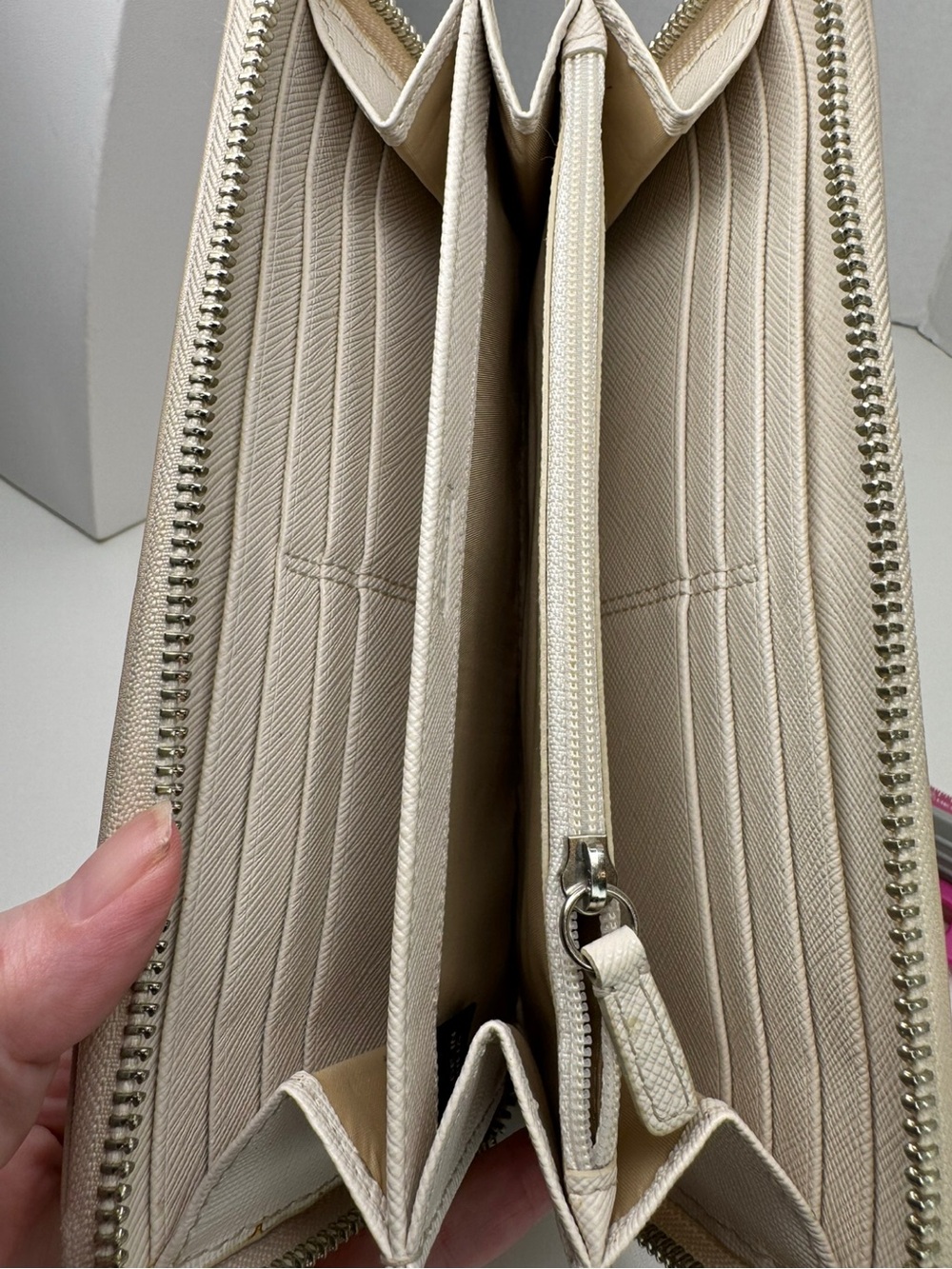 Coach Op Art Pink Gray Woven Fabric Y2K Wallet - Picture 12 of 16